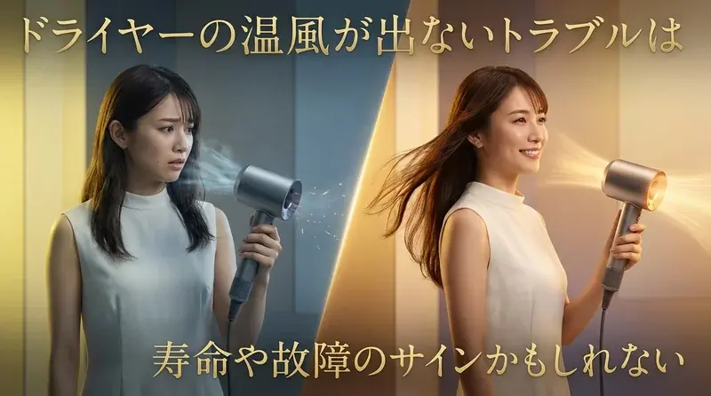ドライヤーの温風が出ないトラブルは寿命や故障のサインかもしれない